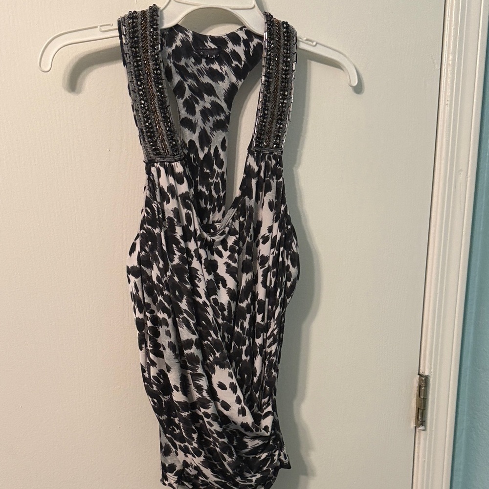 Frederick's of Hollywood Black and White Leopard Crop Top